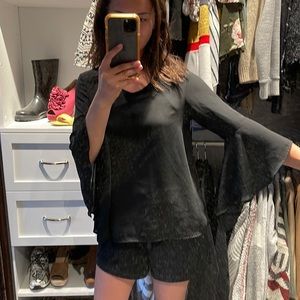 Black flowy sleeve shirt